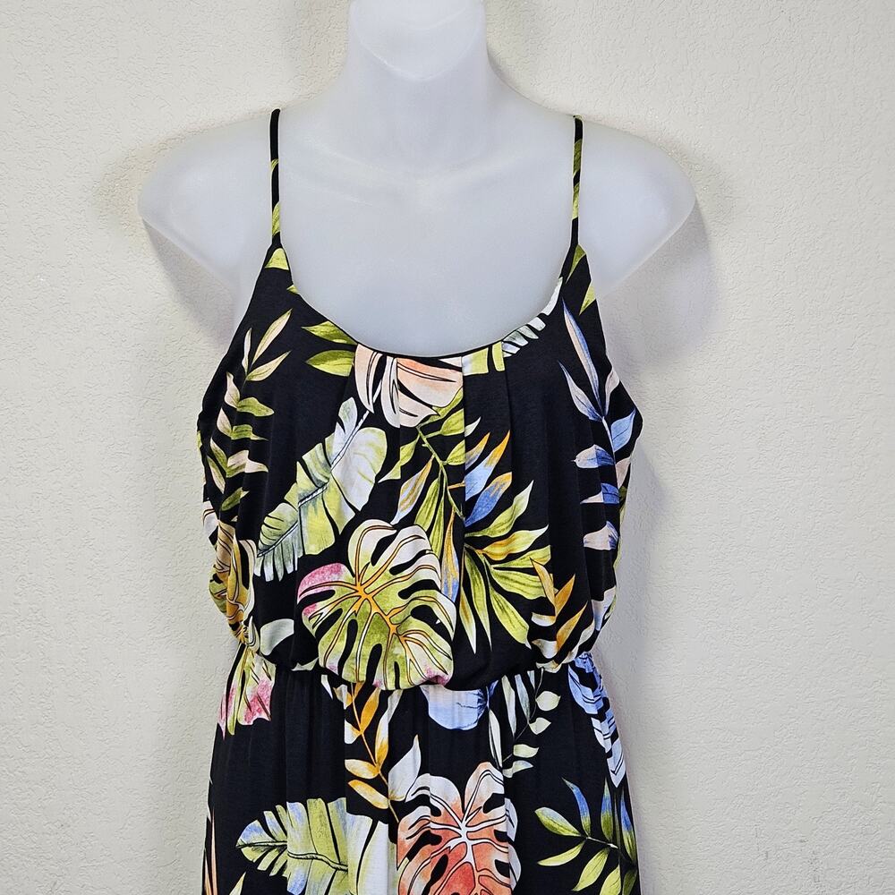 Naif Tropical Maxi Dress S Floral Boho Sleeveless Summer Sundress Vacation Black - Picture 3 of 16